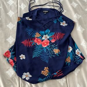 Express dark blue, loose fit tank top, size medium